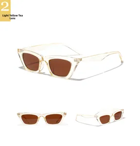 Vues multiples de lunettes de soleil carrées tendance couleur champagne et verres bruns