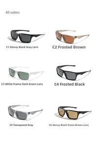 Collection of Y2K small square TR90 polarized sunglasses in six various color combinations