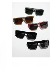 Multiple colors of square TR90 polarized sunglasses displayed with sharp shadows