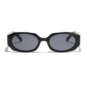 Vintage Y2K rectangle sunglasses with thick black frame and dark grey lenses for fashion