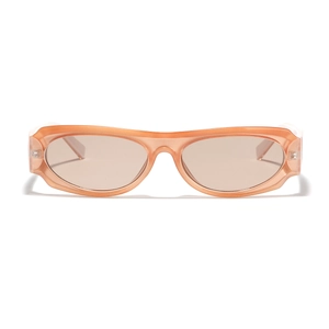Y2K square chunky sunglasses in transparent orange with stylish brown lenses