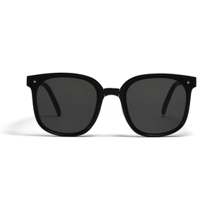 Classic black square folding sunglasses for men with decorative metal rivet details