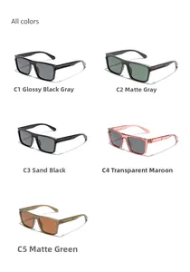Multi-color square TR90 polarized sunglasses options including C1 to C5 variants