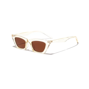 Lunettes de soleil rectangulaires modernes avec monture champagne et verres bruns