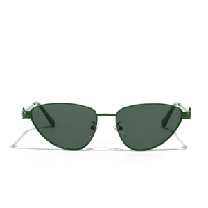 Lunettes de soleil œil de chat en métal vert foncé avec verres sombres pour femmes et hommes