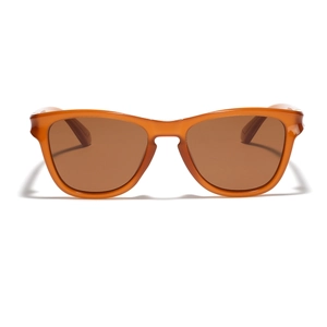 Occhiali da sole classici con montatura TR90 ambra e lenti polarizzate marroni unisex