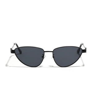 Lunettes de soleil œil de chat en métal noir avec verres foncés et monture mince