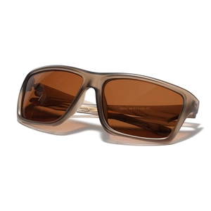 Y2K small square TR90 sunglasses with brown matte frames and polarized TAC lenses