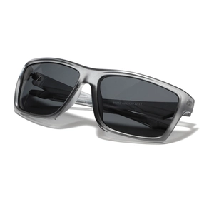 Y2K square TR90 polarized sunglasses with matte grey frame and professional CE markings