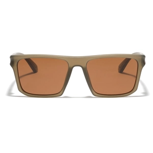 Classic square TR90 polarized sunglasses with khaki matte frames and orange lenses