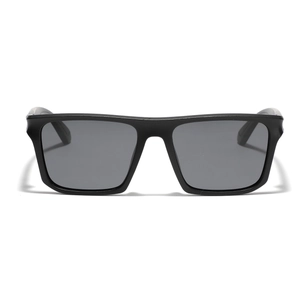 Classic black square TR90 polarized sunglasses with matte frame and dark grey lenses