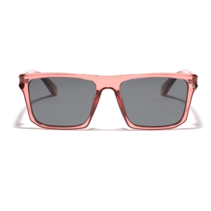 Modern square TR90 polarized sunglasses in translucent pink frame with grey lenses