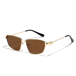 Retro Square Copper Frame Sunglasses For Unisex Vintage AC Lens Electroplated Metal Sun Glasses UV400 Fashion Eyewear