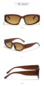 Trois vues de lunettes de soleil carrées rétro thé avec texture de grain de bois unique