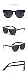 Multi-angle views of glossy black aviator sunglasses with gray lenses and detailed dimensions