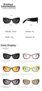 Detailed technical specifications and dimensions for Y2K style cat-eye sunglasses