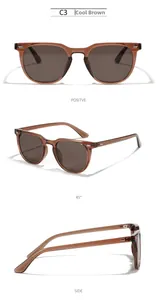 Detailed views of cold brown aviator sunglasses with polarized lenses in three angles