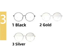 Detailed comparison of thin round metal eyeglass frames in black, gold, and silver colors