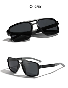 Détail des lunettes de soleil Y2K polarisées TR90 avec monture noire à double pont