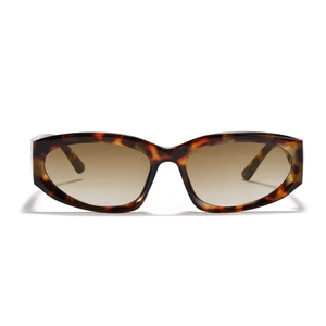 Lunettes de soleil carrées étroites écaille de tortue avec verres dégradés marron