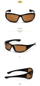 Detail view of Y2K cycling sunglasses Y2001 in black frame with gold brown lenses