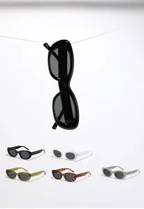 Detailed collection of vintage oval sunglasses in five stylish colors with high-quality frames