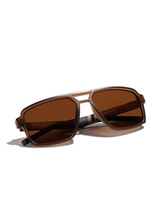 Lunettes de soleil Y2K TR90 polarisées avec monture marron mate et double pont