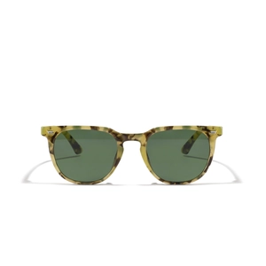 Classic tortoise shell aviator sunglasses with dark green lenses and silver accents