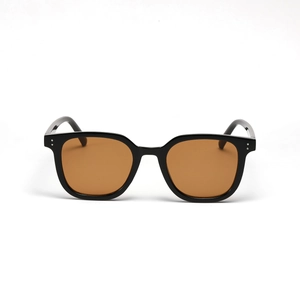 Classic black square frame sunglasses with oversized design and brown lenses for men and women