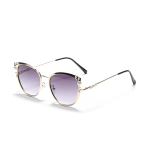 Lunettes de soleil œil-de-chat vintage pour femmes avec perles et verres dégradés violets