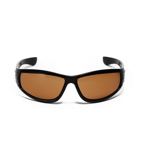 Y2K millennium style black cycling sunglasses with brown polarized lenses for women and men