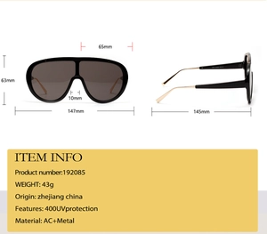 Detailed size guide for oversized punk sunglasses showing exact frame measurements
