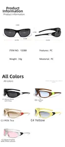 Occhiali da sole sportivi Y2K futuristici con misure della montatura PC e vari colori