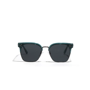 Mode Cat-Eye Sonnenbrille mit dunkelgrauen Gläsern, grünem Rahmen und Metallnieten
