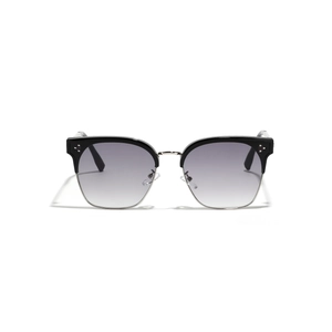 Modische Browline-Sonnenbrille mit schwarzen Rahmen, Silbersteg und Verlaufsgläsern