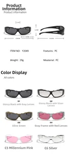 Detaillierte Größenangaben und Gewicht dieser leichten Y2K Sport-Sonnenbrille
