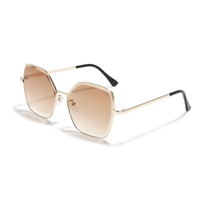 Occhiali da Sole Cat Eye Vintage in Metallo per Donna Poligono Montatura Grande Lenti Sfumate UV400 Moda per Guida Viaggio