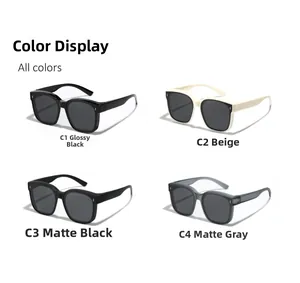 Occhiali da sole sovrapponibili TR polarizzati in nero lucido, beige, nero opaco e grigio