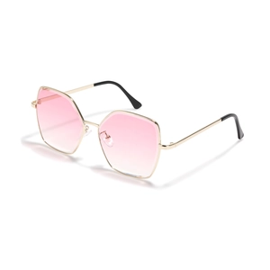 Occhiali da sole vintage cat eye con lenti rosa sfumate e montatura in metallo oro