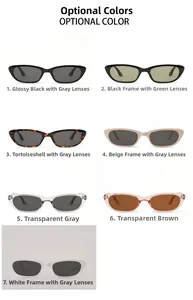 Matrix display of seven optional colors for square narrow-frame retro sunglasses