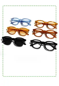 Vue détaillée de lunettes de soleil rondes rétro en six couleurs avec montures variées