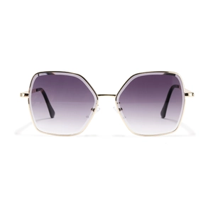 Occhiali da sole vintage gatto da donna con montatura in metallo dorato e lenti viola