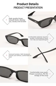Detail view of durable hinges, comfortable nose pads, and stylish temples of the sunglasses