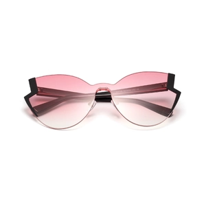 Oversized cat-eye butterfly sunglasses with pink gradient lenses and geometric black frame