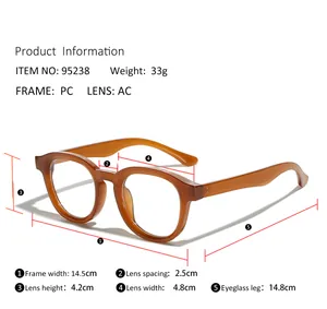 Tableau des tailles détaillé pour lunettes de soleil rétro avec dimensions du cadre