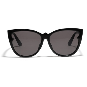 Classic black cat-eye sunglasses for women with sleek streamlined wing design and dark lenses
