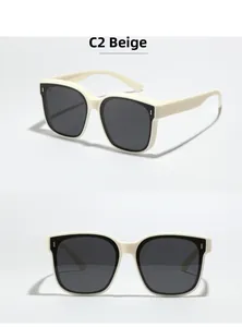 Dettagli degli occhiali da sole polarizzati quadrati TR90 beige con lenti grigie