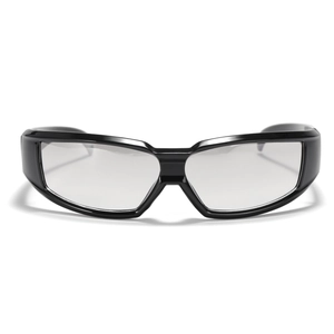 Y2K futuristische Wrap-Around-Sonnenbrille in glänzendem Schwarz für Damen und Herren