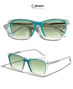 Nahaufnahme der TR90 Brille mit transparentem Rahmen, grünen Linien und Metallskelett-Bügel