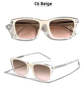 Detailsicht der TR90 beige Sonnenbrille mit Verlaufsgläsern und Reisnagel-Dekoration